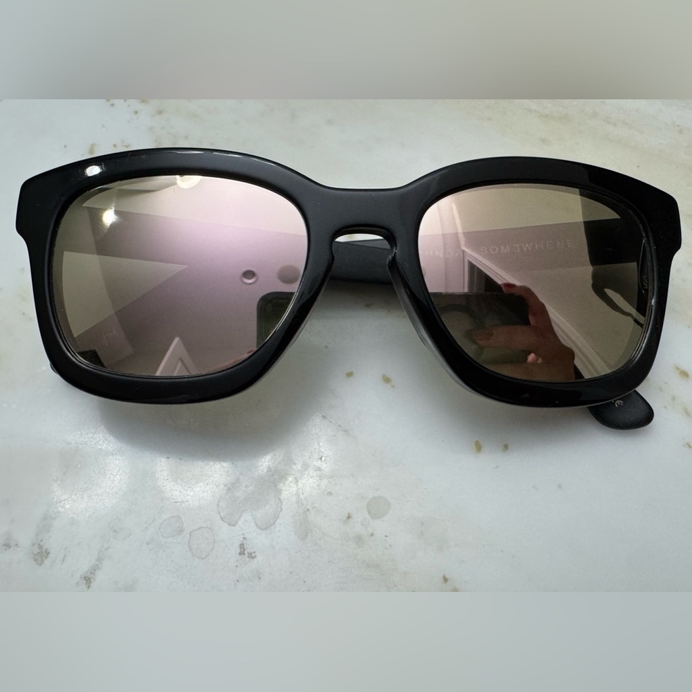 Women’s Black framed Sunday Somewhere Mirrored sunglasses.